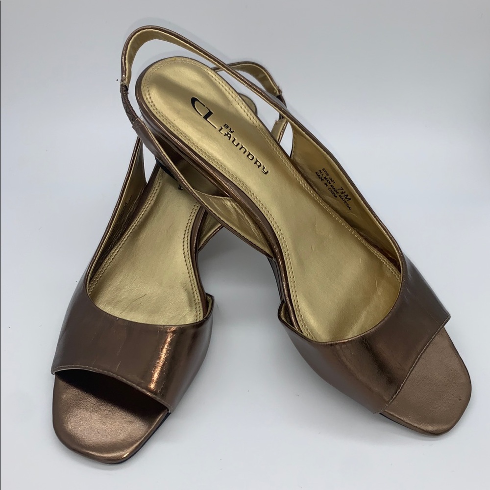 CL by Laundry Slingback Metallic Wedge Sandal